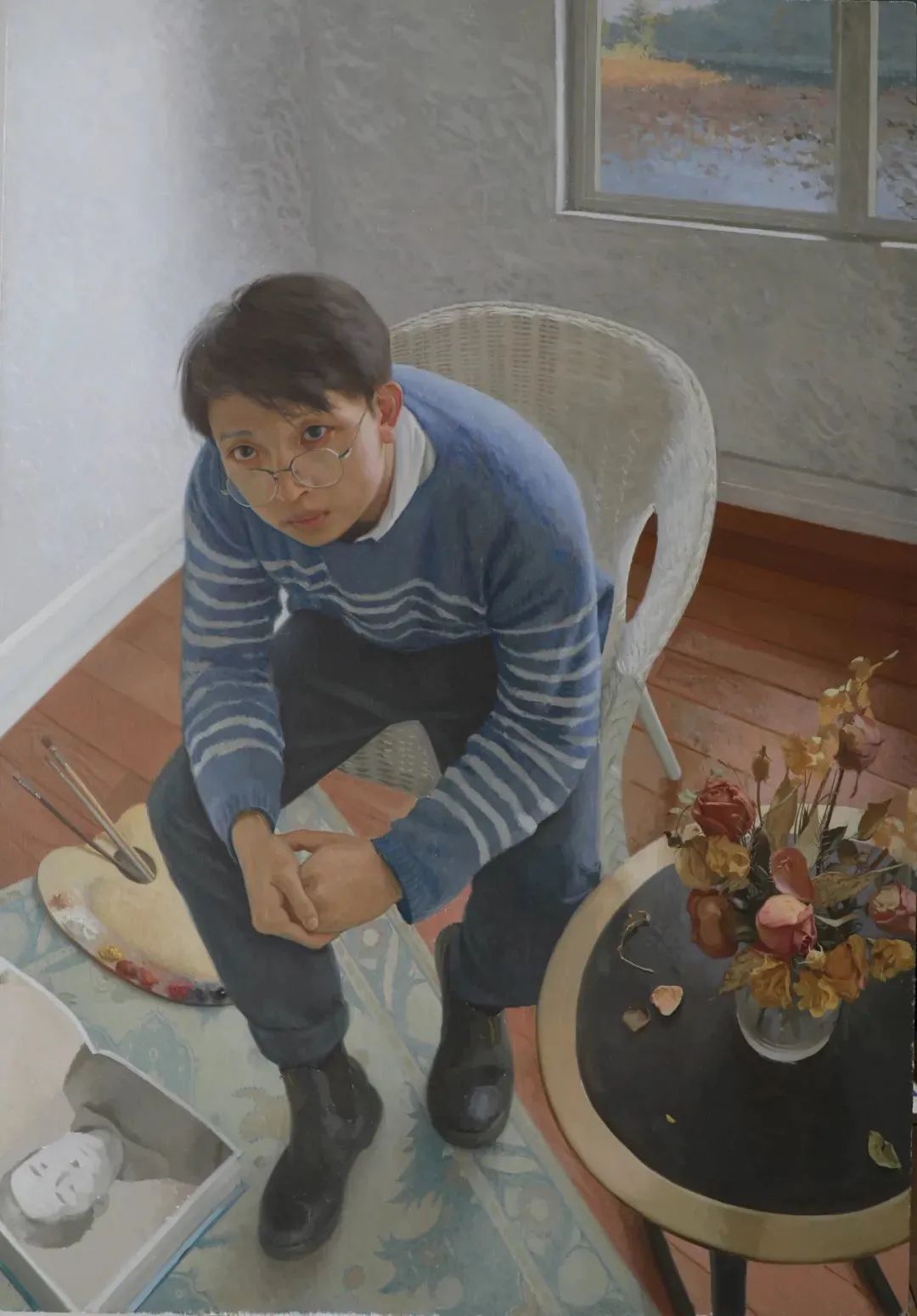 《二十四岁的自画像 布面油画146.5×101cm 指导教师 胡建成,林茂